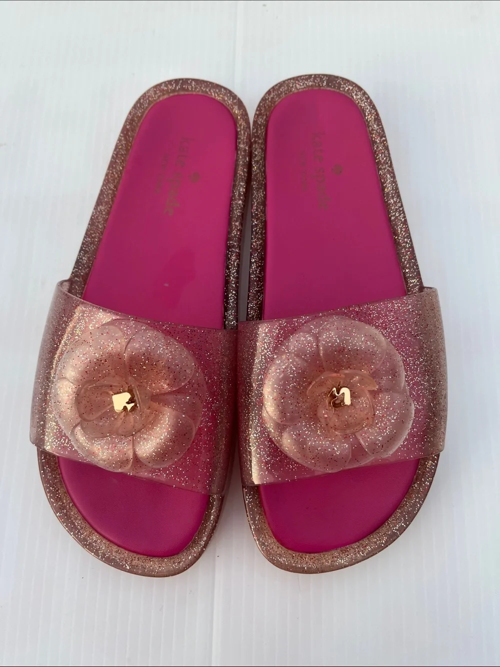 KATE SPADE Splash Glitter Rubber Jelly Slip On Sandals SZ: 9